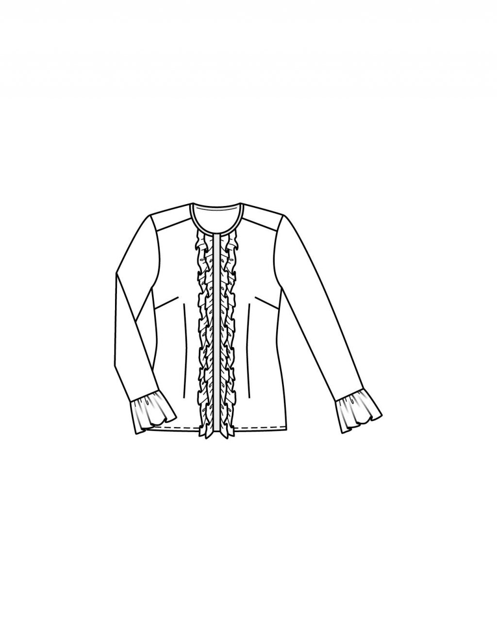 Технический эскиз блузки с воланом