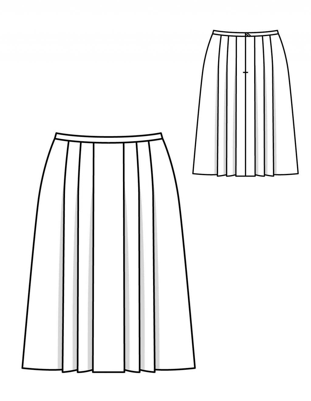 14 Skládaná sukně s úzkým páskem