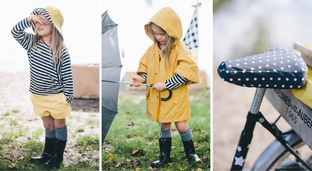 dětská móda do deště - pelerína, kloubouček, navod na potah dětského jízdního kola
