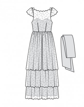 Šaty s nařasenou stupňovitou sukní