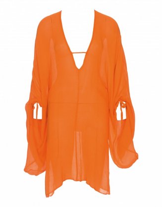 Oranžové šaty přes plavky